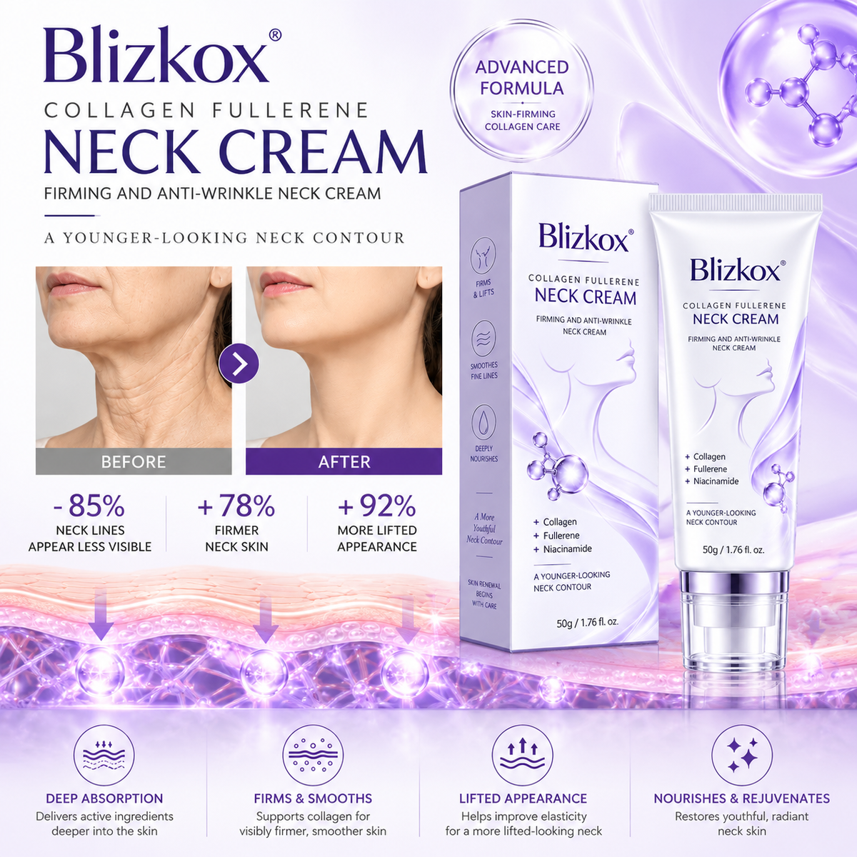 🧠👩‍🔬 Blizkox® All-Over Firming Cream for Face, Neck & Body – Helps Smooth, Firm & Brighten – Made in an ISO 22716-Certified Facility – 70% OFF + 🎁 Free Derma Roller